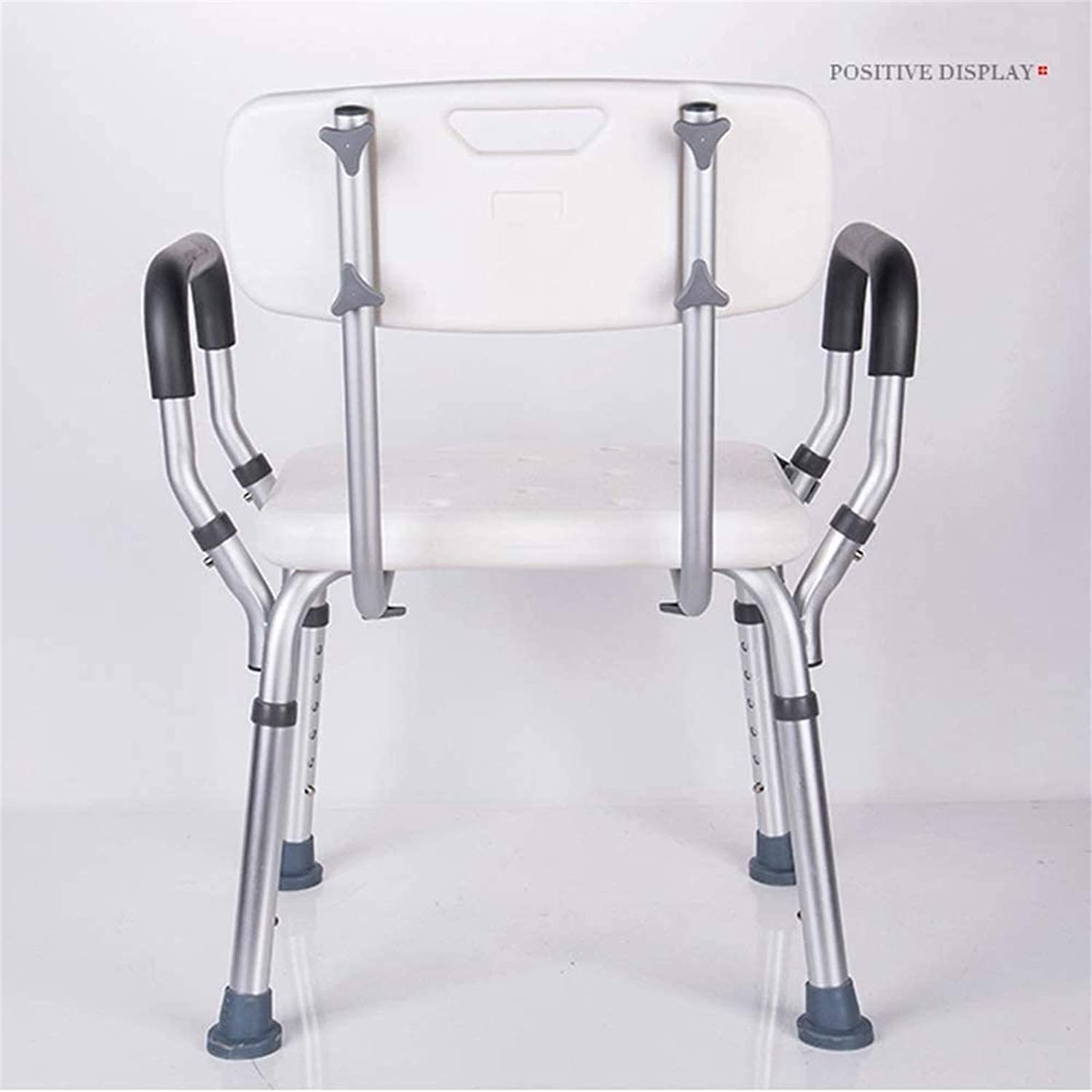 Taburete de Ducha Asiento de Ducha Sillas de Ducha Asientos de Ducha de Baño Antideslizantes Regulables en Altura, con Brazos y Respaldo, Aluminio Ligero Seguridad (Blanco C) (Blan