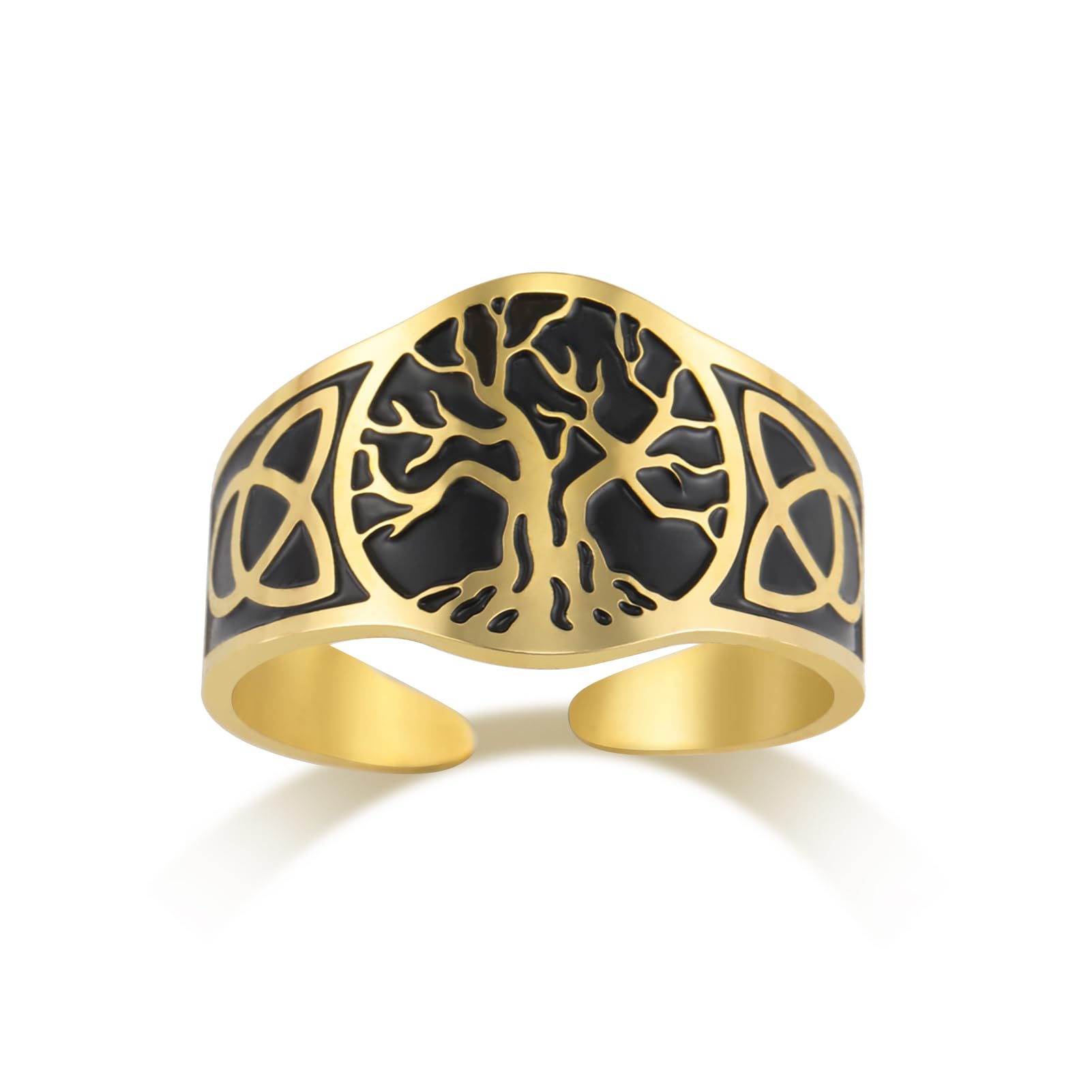 DreamtimesYggdrasil Tree of Life Ring for Men Women Adjustable Vintage Ring Stainless Steel Viking Celtic Knot