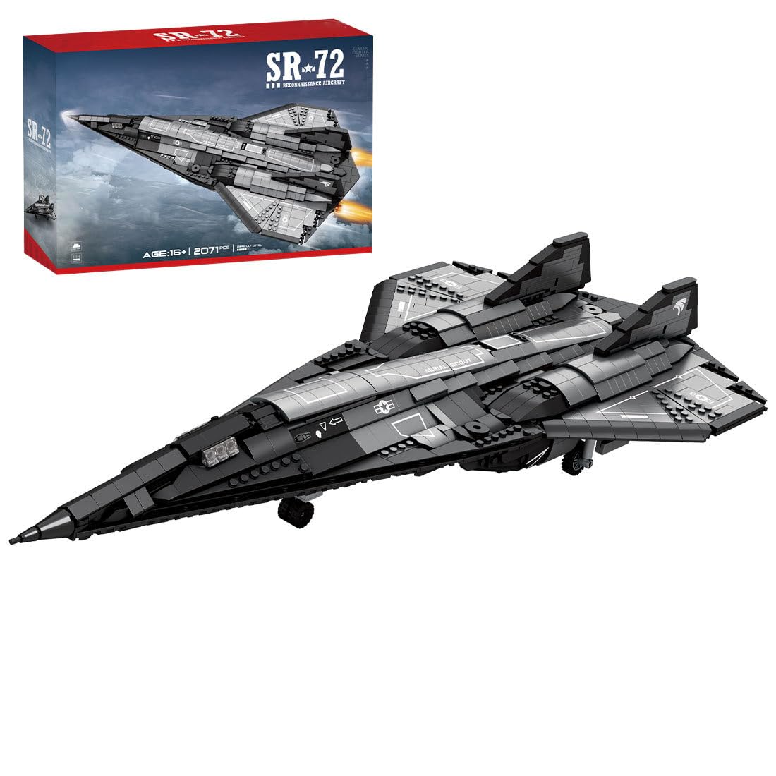 SR-72 Blackbird Bauklötze, 1:35 Militär UAV-Drohne Flugzeugle Baustein-2071 Klemmbausteine Baustein Flugzeug für Erwachsene, Entworfen von bru_bri_mocs