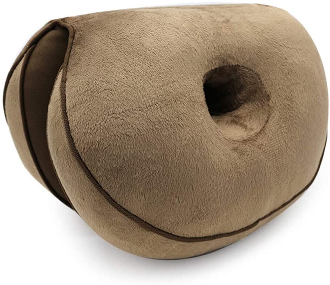 Hozora Brown Dual Comfort Cushion Lift Hips Up Seat Pad Cushion, Lift Hips Up Seat Cushion, Folding Orthopedic Memory Foam Support Cushion For Sciatica, Tailbone And Hip Pain Pressure Relief On The Back (Brown)