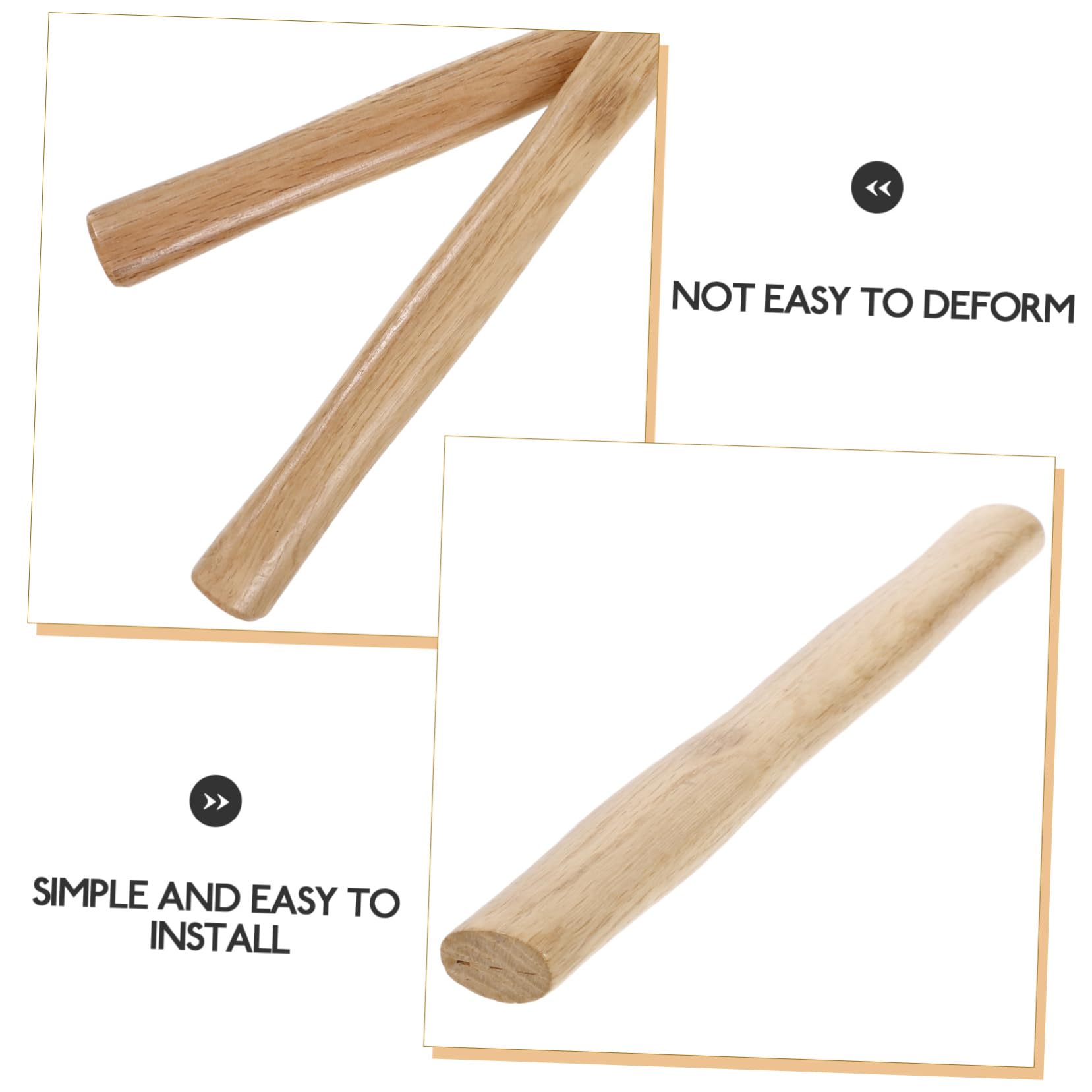 Balacoo 2pcs Hammer Handle Replacement for Woodworking 500g Mallet Handle Hole Ergonomic Wooden Grip for Outdoor Use