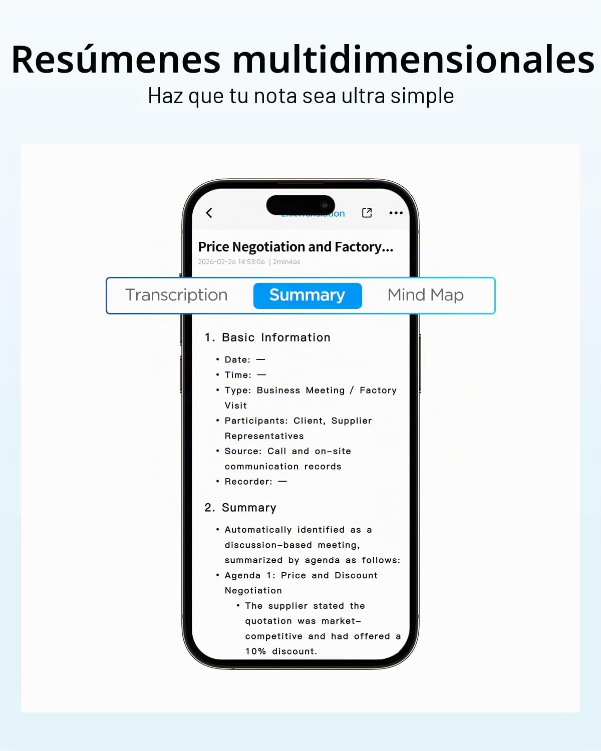 BOYA Notra - Grabadora de Voz AI, Captura de 3 Modos: Ambiente/Llamada telefónica/Bluetooth, transcripción de IA y Resumen Inteligente, Compatible con más de 140 Idiomas, Almacenamiento de 64 GB