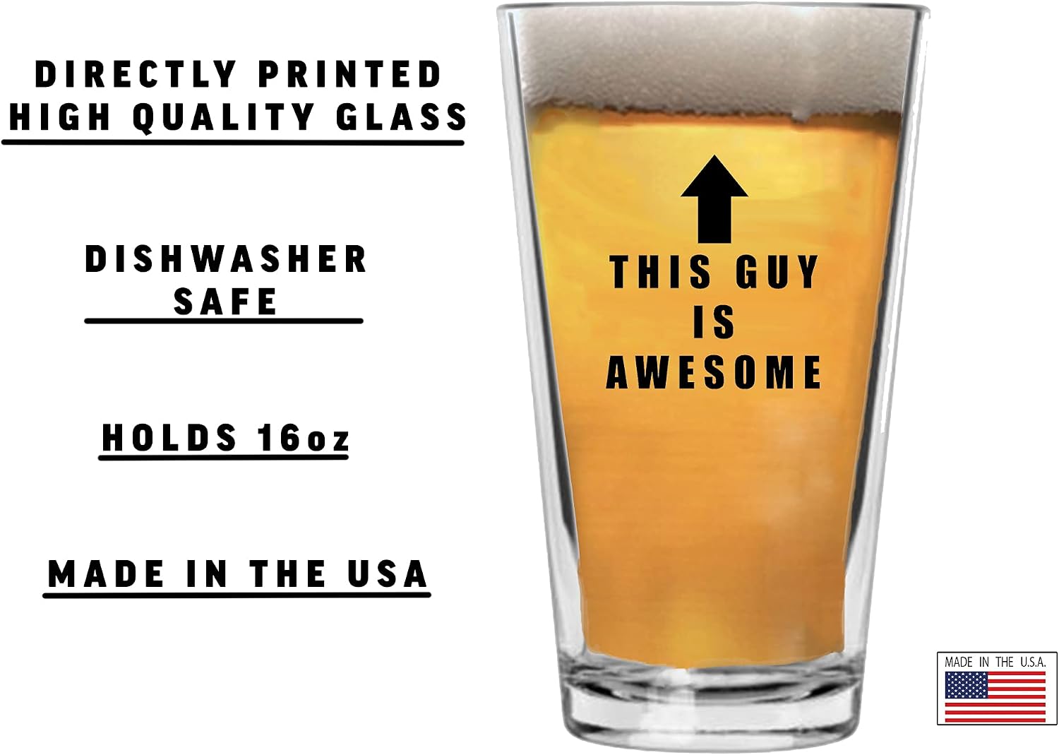 Rogue River Tactical This Guy Is Awesome Funny Beer Glass Drinking Cup Pint 16oz Pub Gag Gift Hilarious Joke For Men Him Husband Father's Day
