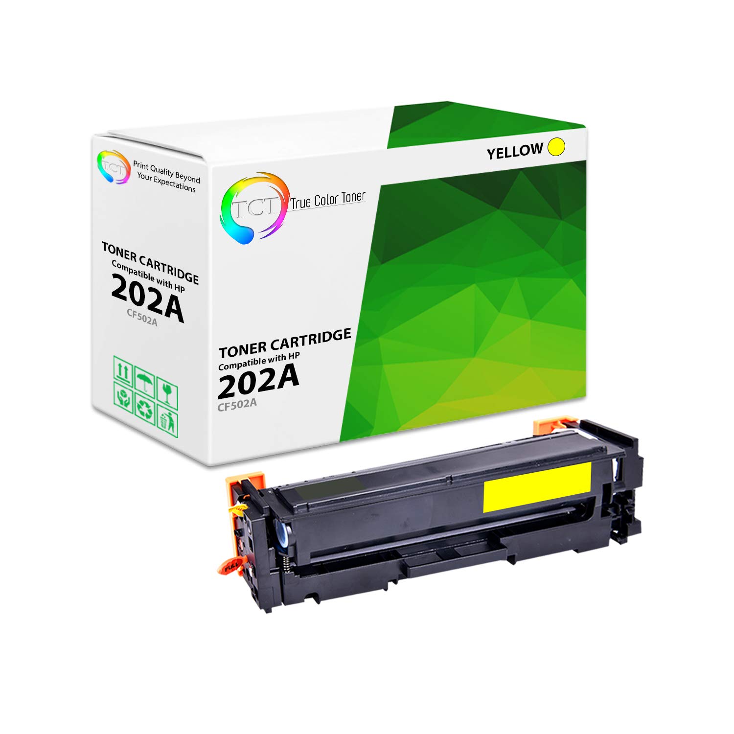 TCT 202A Yellow Toner Cartridge - Compatible Replacement for HP 202A CF502A Works with HP Color LaserJet Pro MFP M280NW M254DW M281FDW Printers (1,300