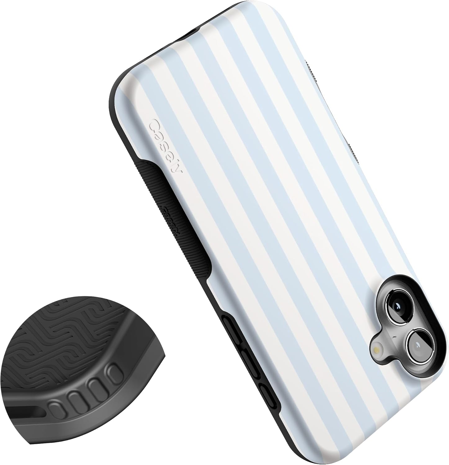 Casely iPhone 16 Case | Blue Stripes | Sunday Best | Bold Protective Design | Compatible with MagSafe