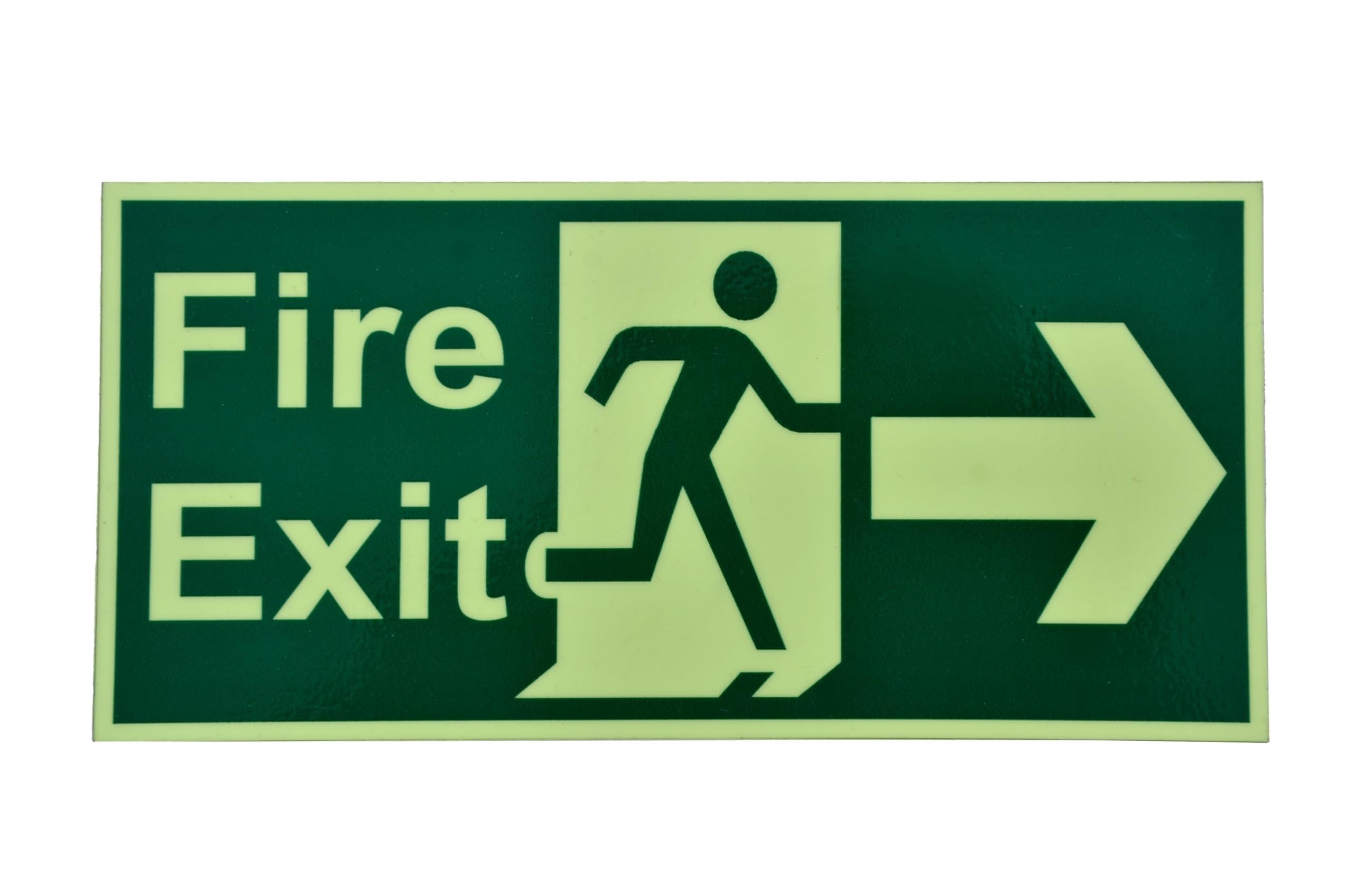 Infinite Autoglow Fire Exit Right Signage Board For Business Shop Stores Cafes Hospital School Office Hotel Restaurant Company Malls - Foam Material (Yellow & Green, 8 inch X 4 inch)