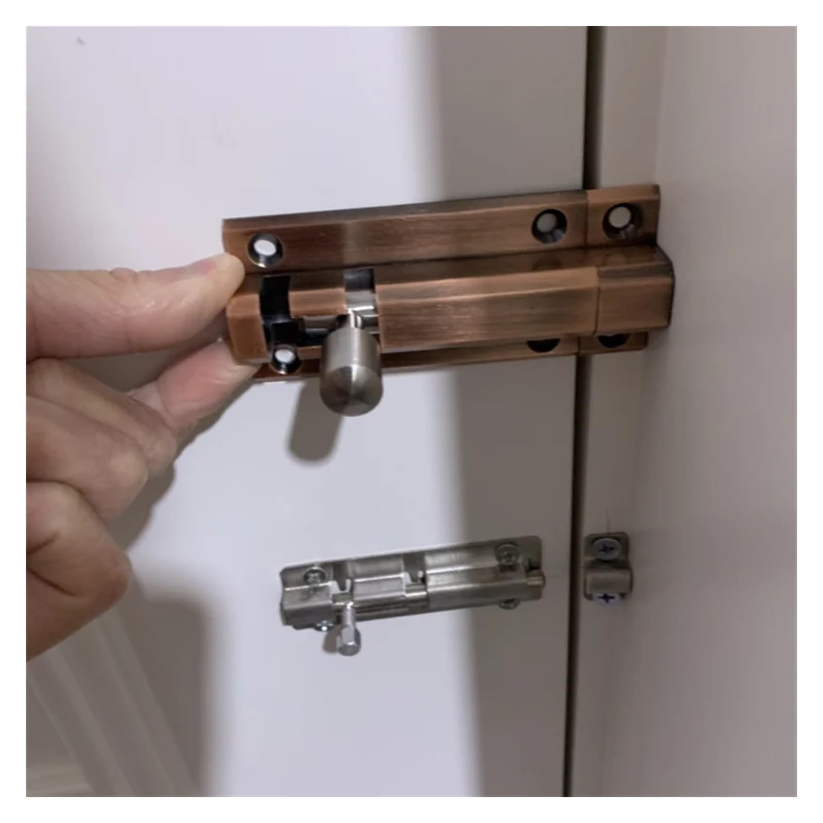 1 Juego de pestillo puerta acero inoxidable, Perno bloqueo seguridad, corredera, ventana, barril, Hardware barra(Silver12cm)