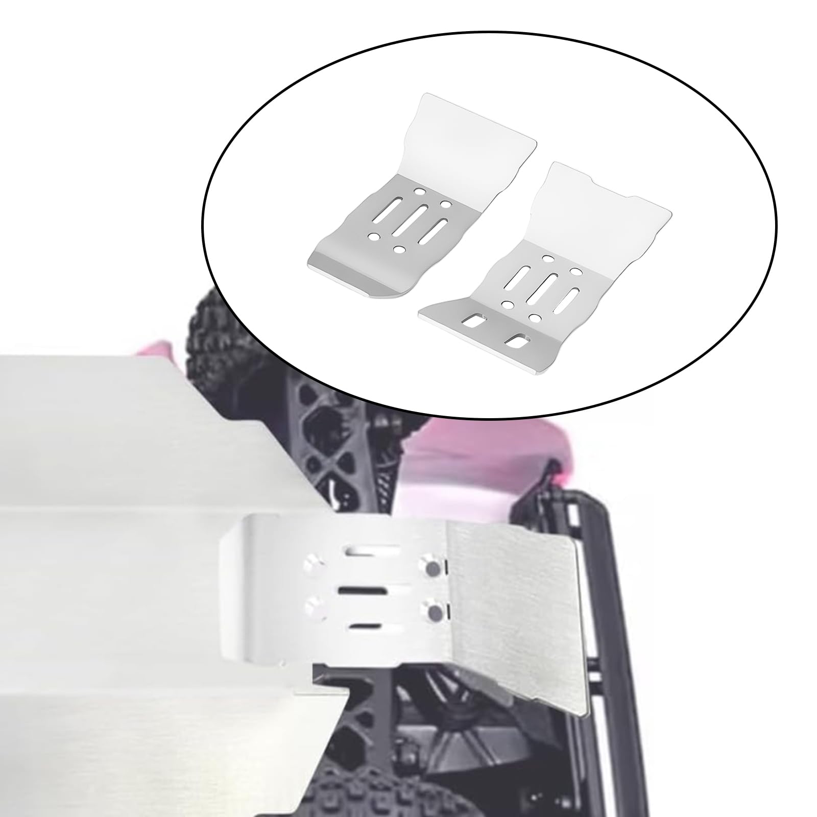 eMagTech 1Set Stainless Steel Front Rear Chassis Armor Protection Plate Compatible with Arrma 1/14 Mojave GROM - Image 3