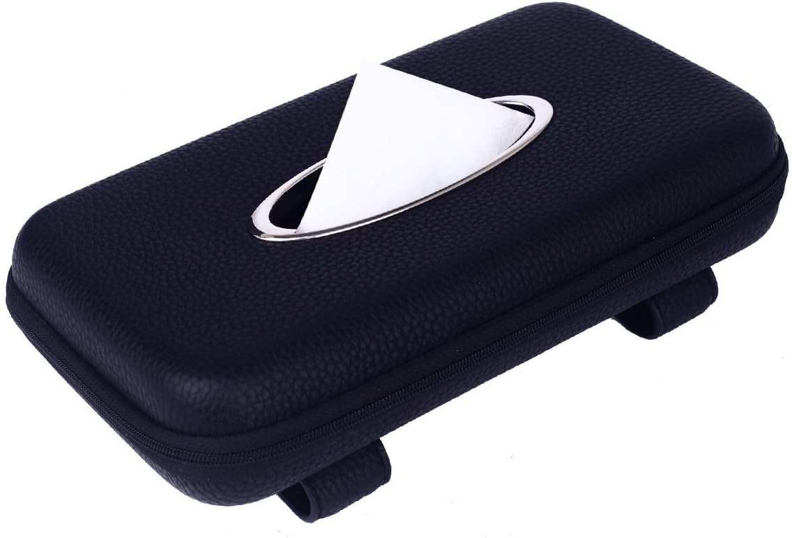 車用サンバイザーティッシュホルダー 超目玉 12月 Puレザーティッシュボックス ブラック