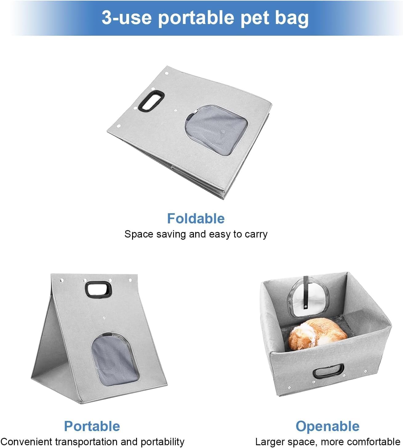 سرير قطط، عش قطط من اللباد، منزل قطط قابل للطي 3 في 1 للاستخدام الداخلي والخارجي، منزل صغير للقطط مع وسادة قابلة للازالة والغسل، مناسب للقطط والكلاب والحيوانات الاليفة