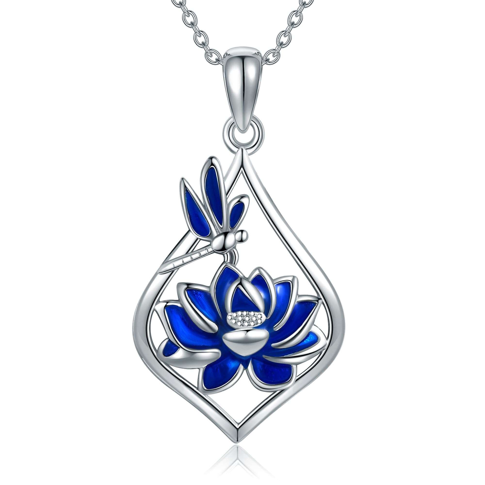 ONEFINITY Collana con ciondolo a forma di fiore di loto, in argento Sterling, ideale come regalo per guarigione buddista