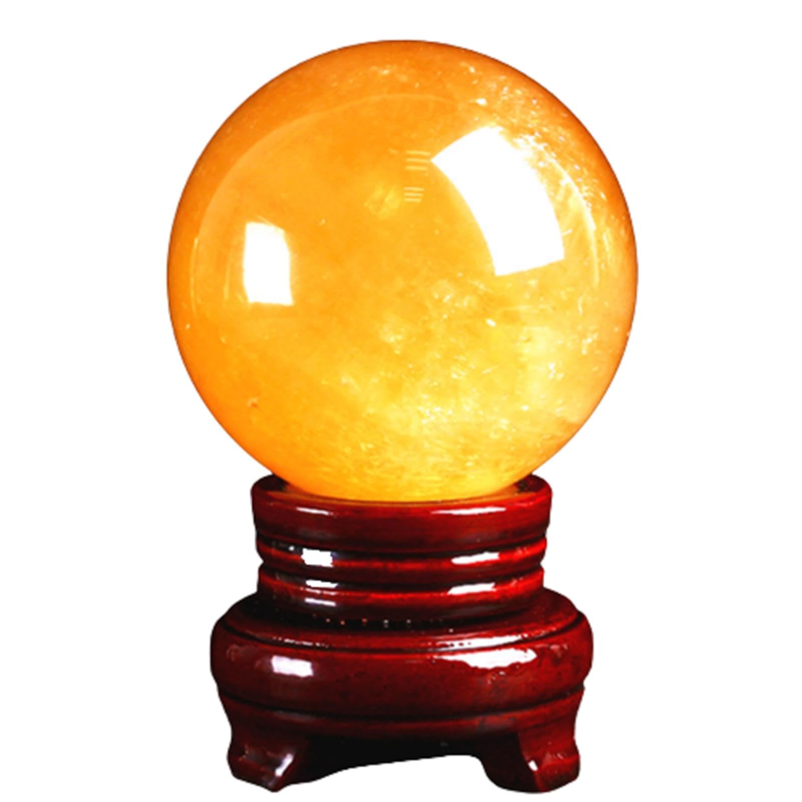 Sfera di Cristallo Giallo Naturale Sfera di Cristallo di Quarzo Citrino Lucidato con Supporto per Reiki, Decorazioni per La Casa, Cristalli e Pietre Curative Ornamento Fengshui,80mm