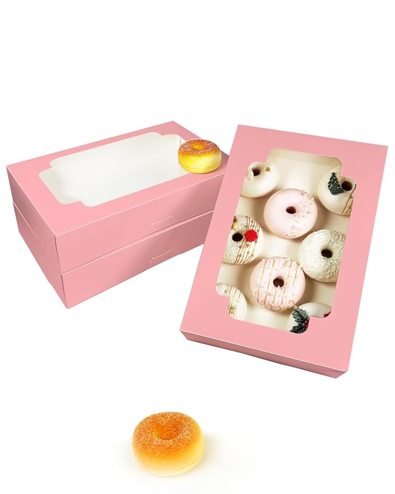 VANKUTL 8x6x2.5In 20pcs White Cookie Boxes With Window, Pastry Boxes