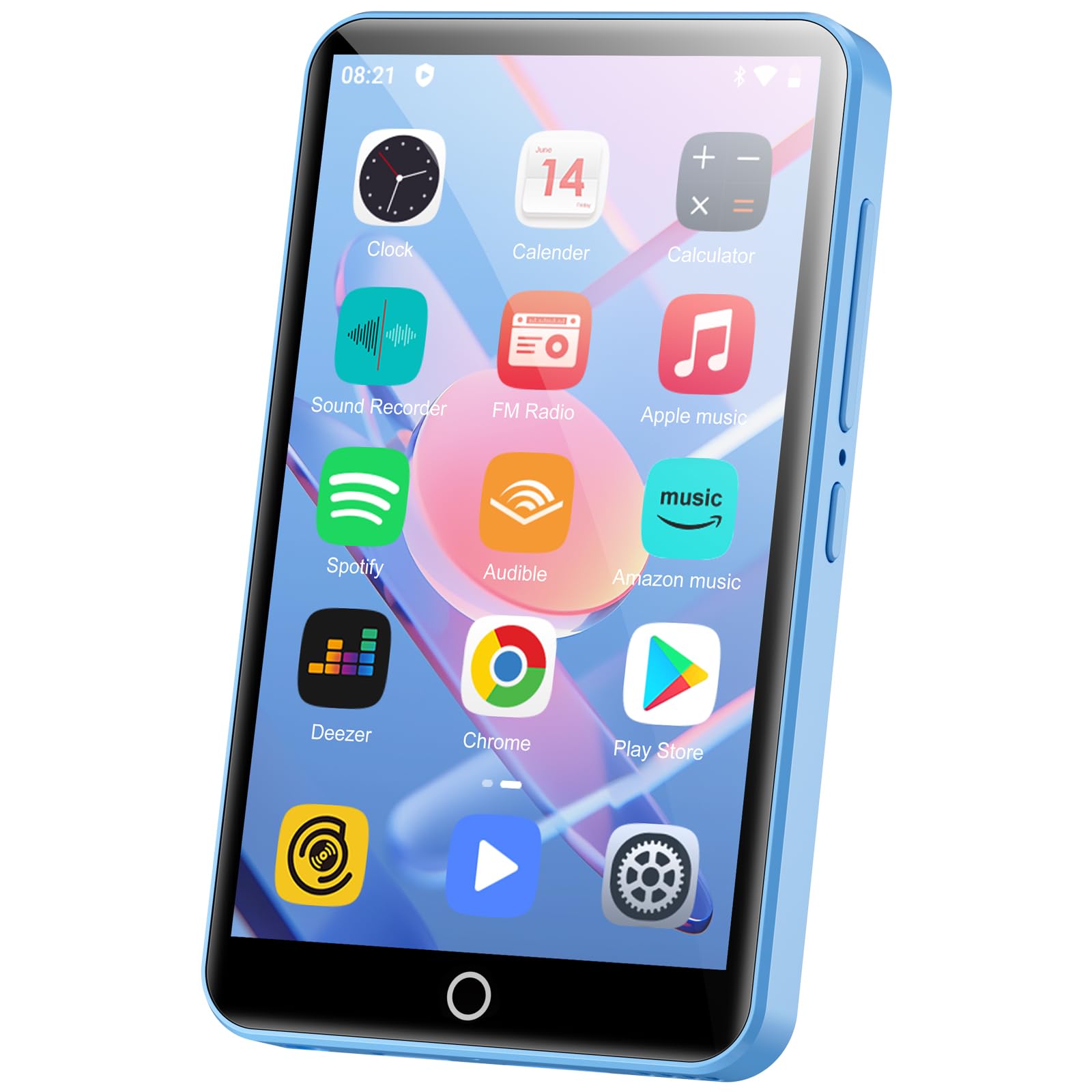 Lecteur MP3 avec Bluetooth et WiFi, Oilsky 80GB 4'' Android 9.0 Lecteur de Musique, MP4 à écran Tactile 1080P, Mp3 Portable avec Spotify, Audible, Deezer (Bleu)