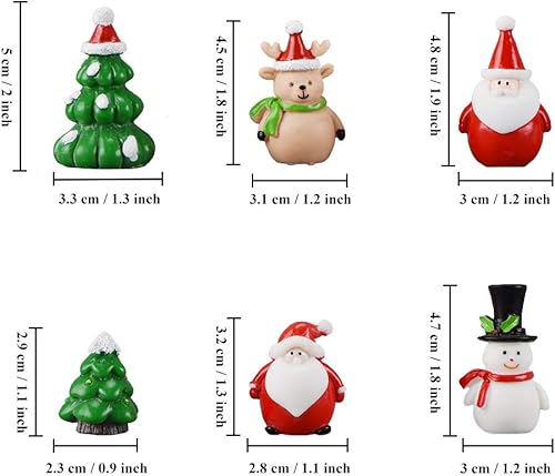 Miniatura 2 de Kit de adornos en miniatura de Navidad, 17 piezas de mini figuras de Navidad, mini figuras de resina, Papá Noel, muñeco de nieve, árbol de Navidad,