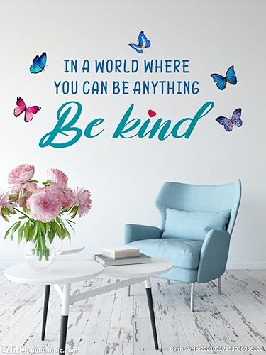 Miniatura 4 de Calcomanías de pared con citas inspiradoras, diseño de mariposa, en un mundo donde puedes ser cualquier cosa, calcomanías de pared con texto