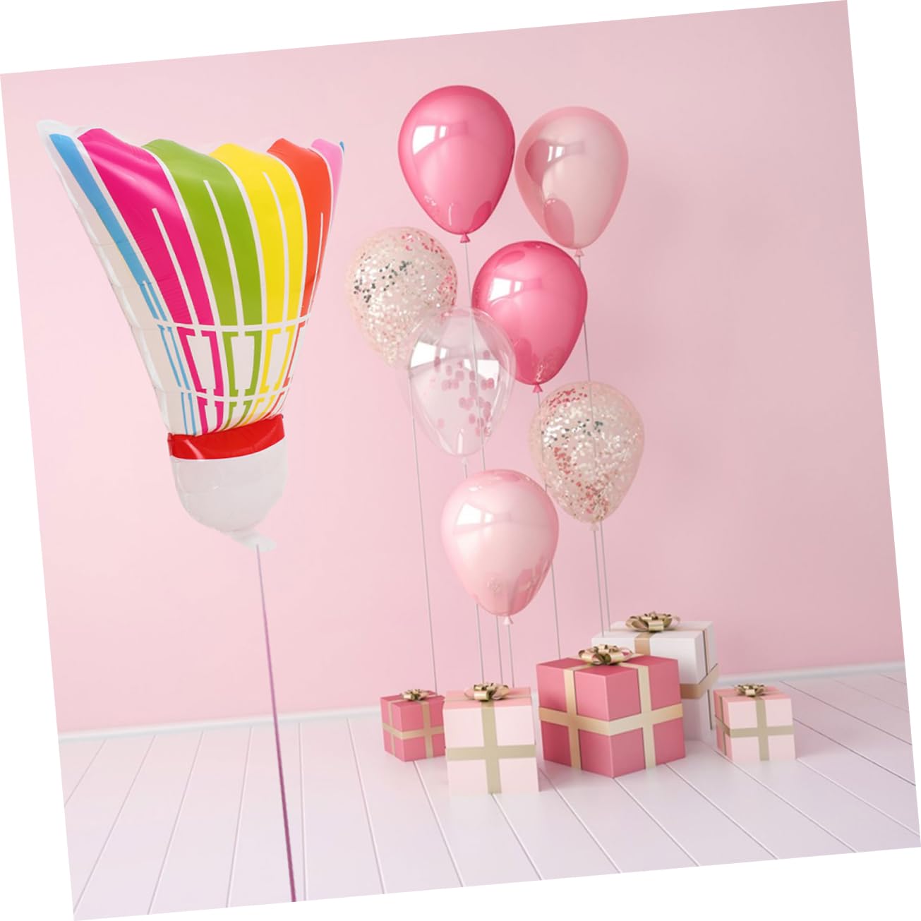 TOYANDONA Lot de 8 ballons gonflables en aluminium pour raquette de badminton | Badminton Decor, Badminton Ball Foil Balloons, Holiday Festive Decor for Birthdays and Sports Parties