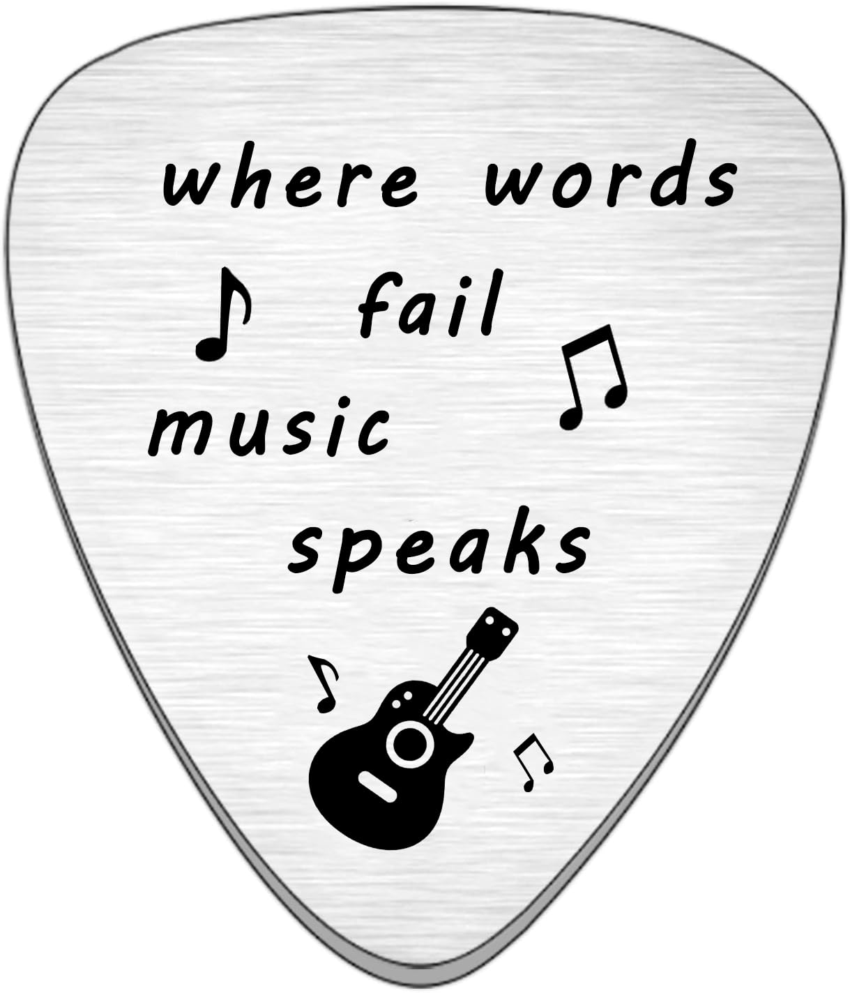 Posoto 1pcs Guitar Pick Music Lover Gift for Music Teacher Student Musicians Gifts Inspirational Gift Music Present Where Words Fail Music Speaks