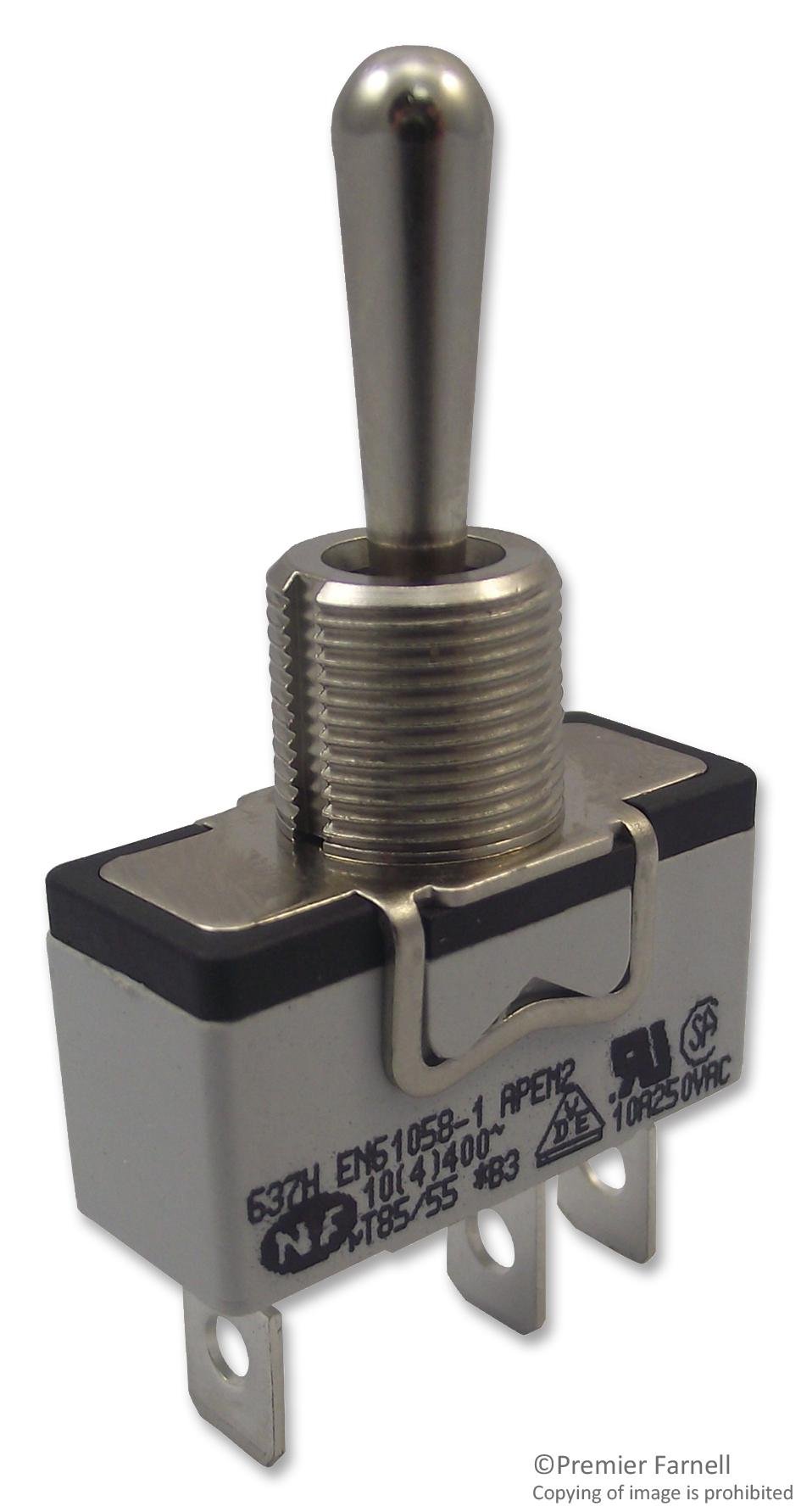 (APEM) SWITCH, TOGGLE, SPDT, MOM-OFF-MOM | TOGGLE SWITCHES, 1 X QTY - 637H/2