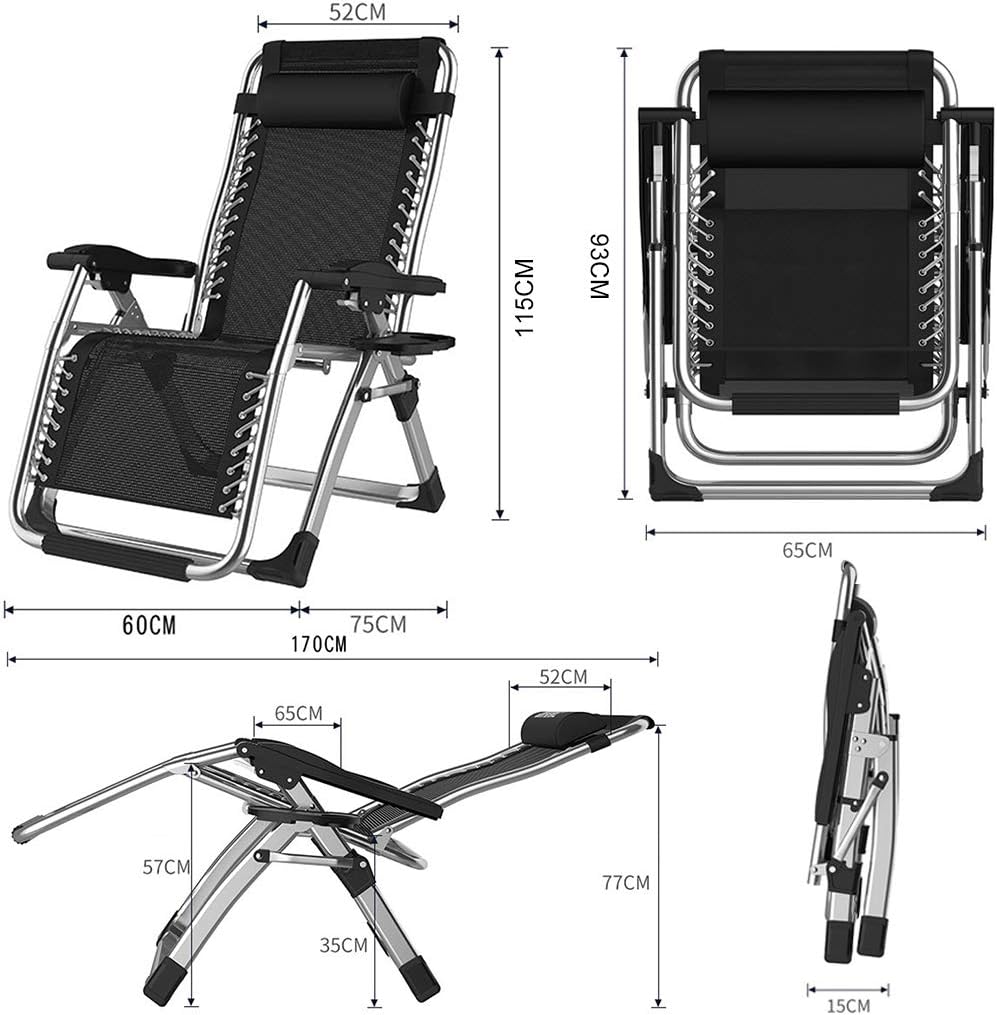 Heavy Duty Reclining Garden Chair| Sun Lounger Recliner Chairs| Outdoor Deck Chairs with Cup Holder for Poolside, Beach, Patio, Conservatory