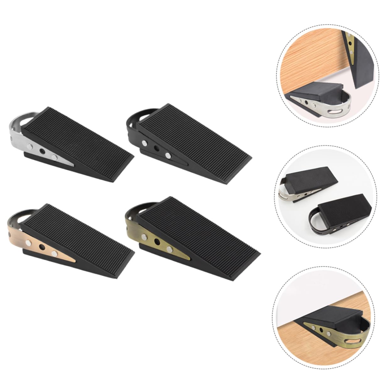 4 Piezas Tope de Puerta Seguridad Mantener Inferior del Tope de la Puerta Inoxidable topes de Puertas Tapones tapón de la Puerta del Hotel Tope de cuña de la Puerta Caucho