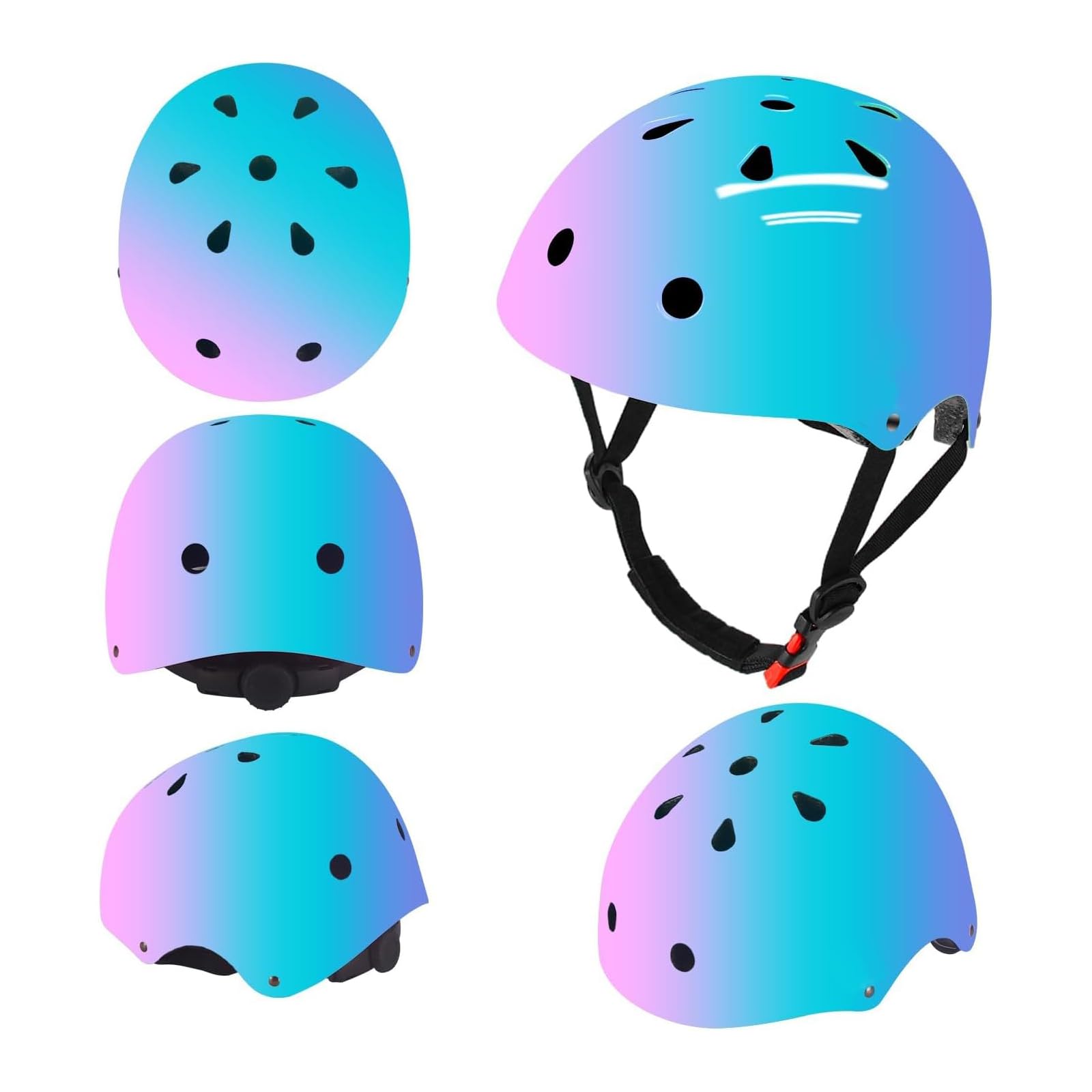 Casco de bicicleta ajustable para niños con rodilleras, almohadillas para codos, protección de muñeca, casco para niños de 3 a 5 a 8 a 14 años, ideal para patinaje, ciclismo, ciclismo, patinaje, para