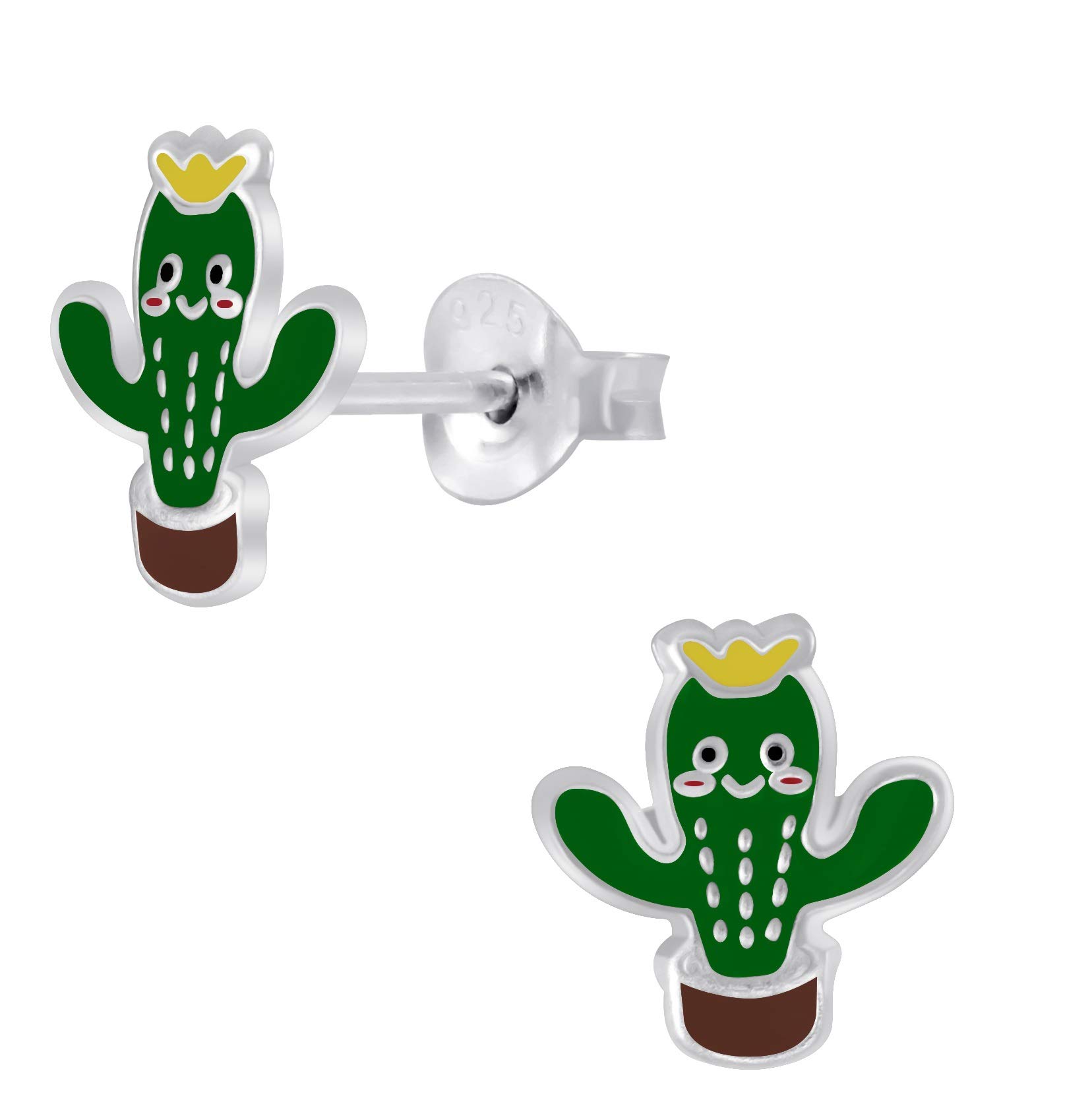 Orecchini A Cactus In Argento Sterling 925 – 8x9 Mm, Gioiello In Box Regalo, Per Donna E Ragazza