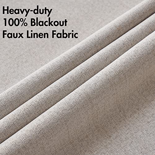 Image of MIULEE 100% Blackout Linen Textured Curtains for Bedroom Solid Thermal Insulated Ivory Grommet Room Darkening Curtains & Drapes Luxury Decor for Living Room 62 x 84 Inch (2 Panels)