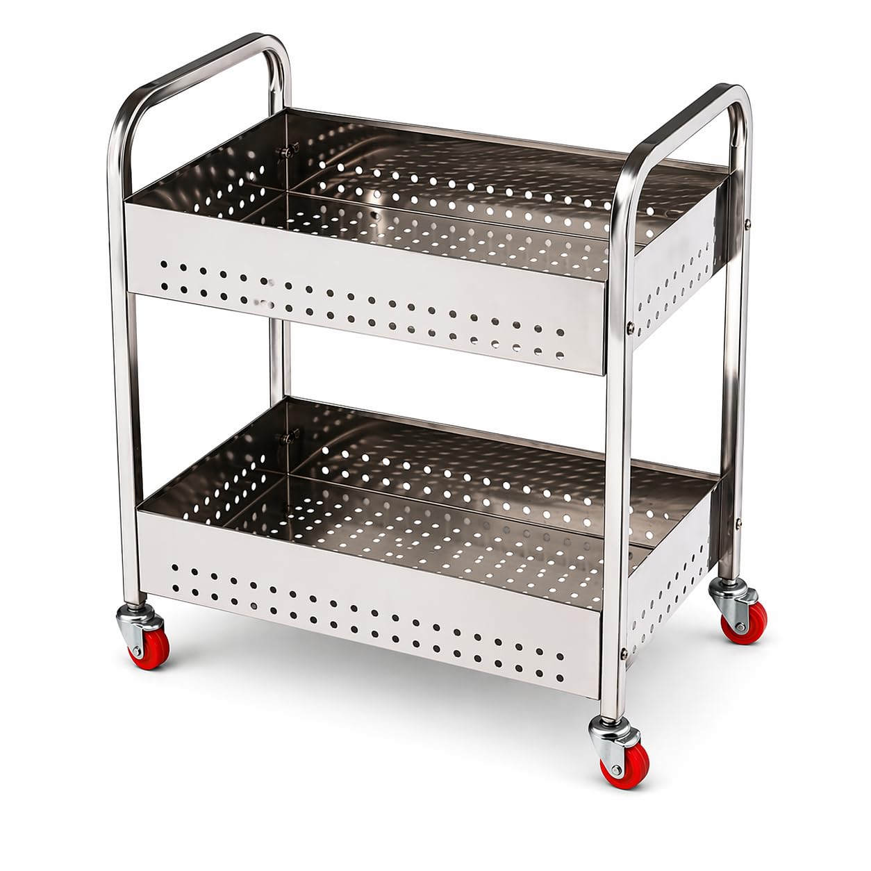 TUNIS 2 Tier Stainless Steel Kitchen Storage Trolley with Wheels | Multipurpose Vegetable & Fruit Rack Organizer | Movable Storage Cart for Kitchen, Pantry & Home (2 Tier)-image-27