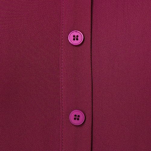 Image of FAD-4U Church Clergy Dress for Women Long Sleeve Rows Buttons A Line Dress with Tab Collar