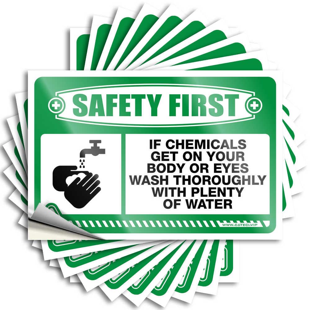 Western Funny Sticker, Front Door Decorations Door Safety First If Chemicals Get On Your Body Or Eyes Wash | Funny Quote Taupe Decals(12X18CM)