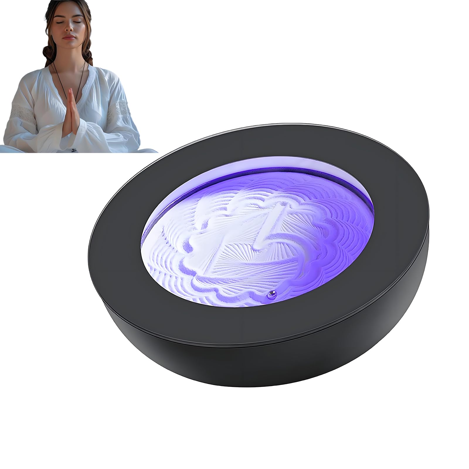 Kit de terapia de bandeja de arena con control de aplicación, 19 patrones y 7 colores de iluminación para aliviar el estrés y meditación