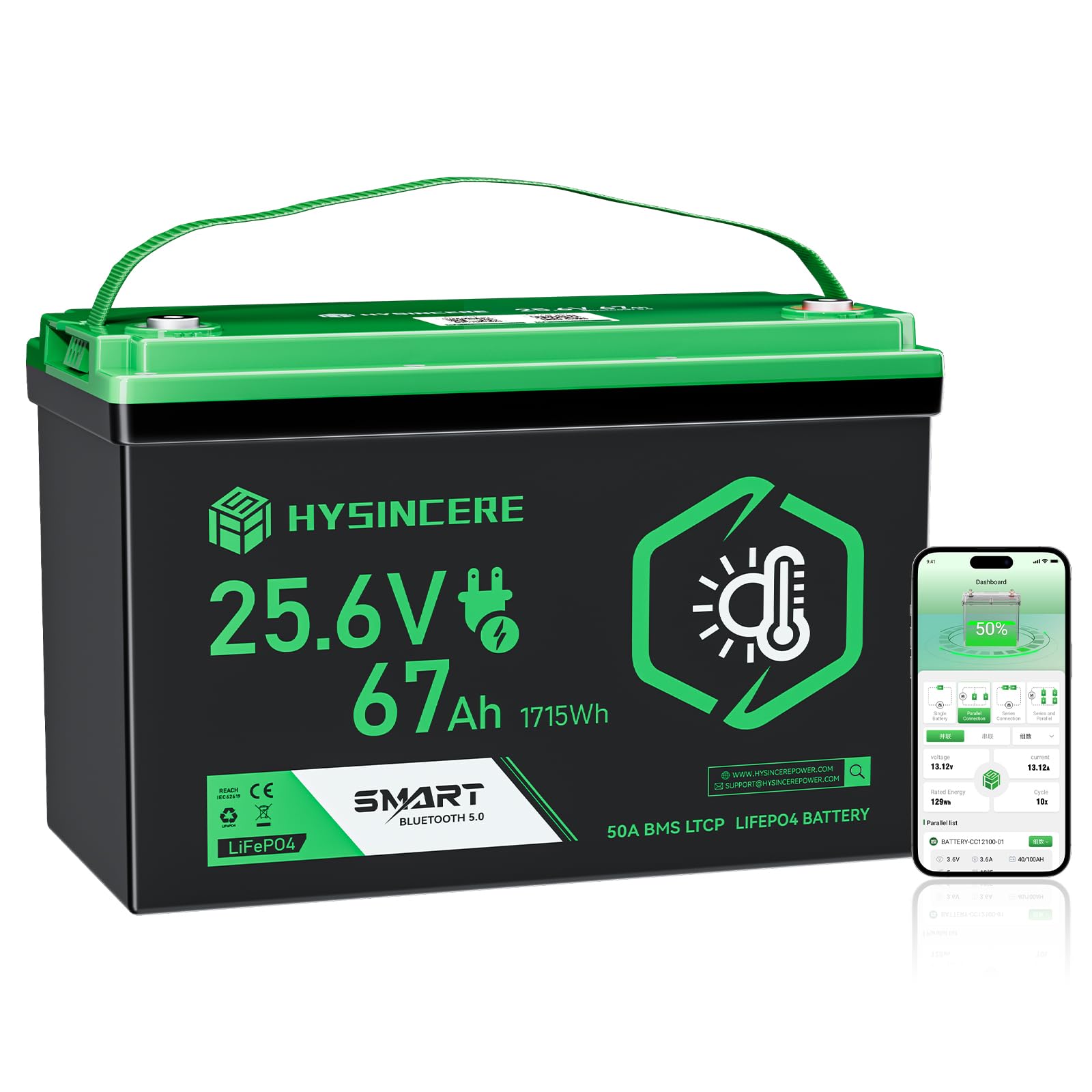 Batteria al Litio LiFePO4 24 V 63 Ah, 1715 Wh con BMS e Riscaldamento Automatico, durata di 10 anni, oltre 4000+ Cicli, Ideale per Sistemi Off-grid, Barca, Camper