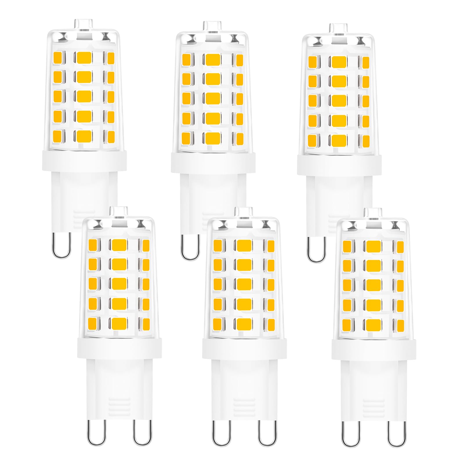 WFPOWER G9 LED Light Bulbs, 3W Warm White 3000K, Replace 35W G9 Halogen Bulb, Not Dimmable, No Flicker Bulbs for Ceiling Light Living Room Bedroom Corridor Lights, Chandelier, Home Decor, 6pcs 120V
