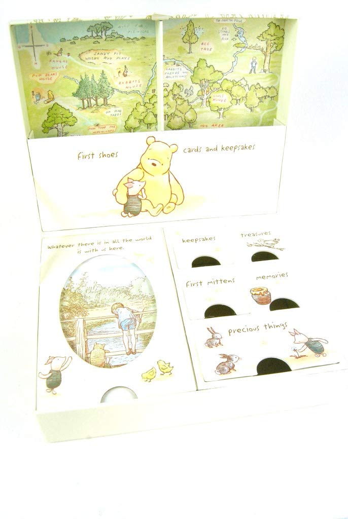 Winnie the Pooh limone chiaro e bianco Babys 1st memoria scatola dei ricordi con cassetti per neonati Memories