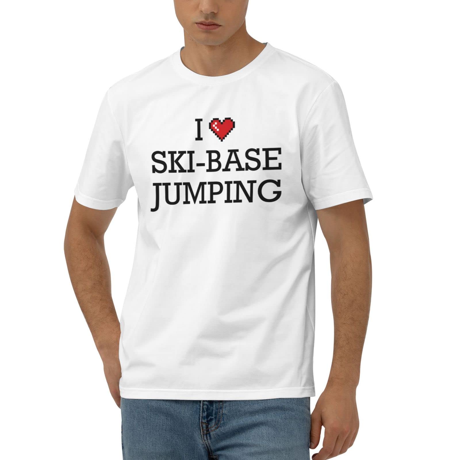 Funny Mens Tshirts I Love Ski-Base Jumping T Shirt T-Shirt Funny (Color : Colour, Size : Medium)