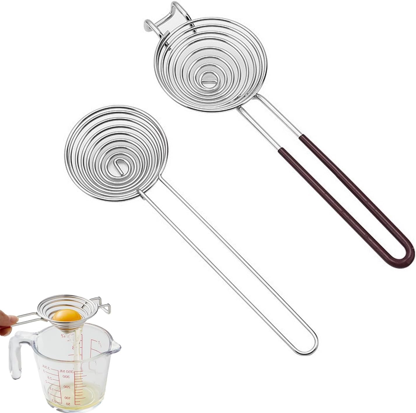 Lonimia 2 Pcs egg separator Egg yolk, egg white separator Stainless steel egg yolk sieve Egg separator Kitchen tools for baking cakes, kitchen gadgets Cooking/baking tools