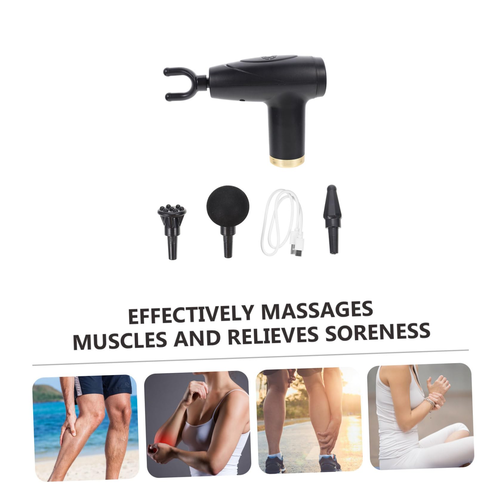 CALLARON Masajeador Corporal Doméstico 6 Niveles de Masaje Profundo, 4 Cabezales Intercambiables y Batería de 1200 Mah para Alivio Muscular en Espalda, Cuello y Piernas