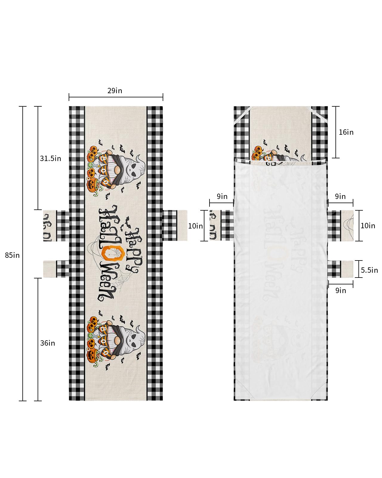 Halloween Beach Lounge Chair Towel Cover, Soft Chaise Lounge Towel with Side Pockets Patio Pool Chairs Cover for Beach/Pool Sunbathing 29x85 Black and White Checkered Boo Gnomes Pumpkins