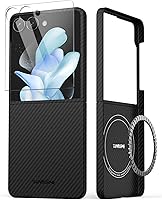 Vista 8 de CaseBorne V - Funda compatible con Samsung Galaxy Z Flip 5, funda protectora resistente con bisagra semiautomática y protector de pantalla de vidrio