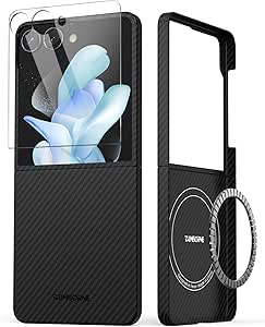 Thinborne Compatible with Samsung Galaxy Z Flip 7 Case, [600D Aramid Fiber] [Magnetic Charging] [Ultra Thin] [Minimalist Style] [Carbon Fiber Textures]