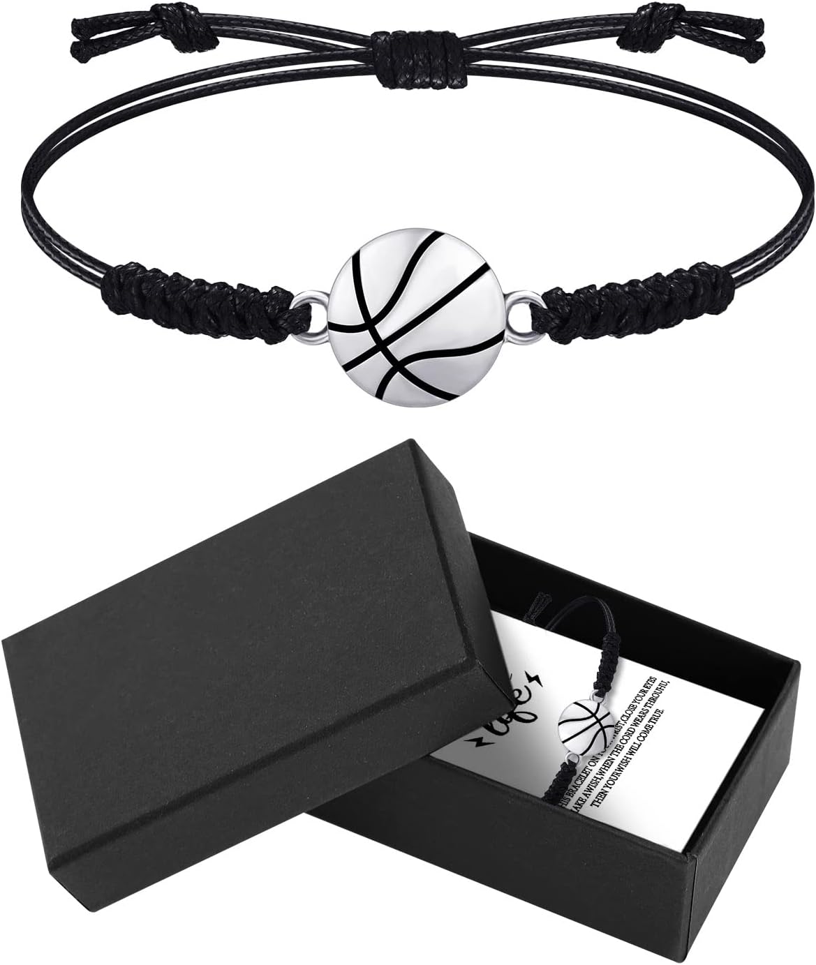 Basketball Bracelet Basketball Charm Bracelet with Cardboard and Box Basketball Volleyball Gift Basketball Accessories Sports Fan Bracelets Adjustable Woven Jewelry Sports Party Gift (Basketball) : Everything Else