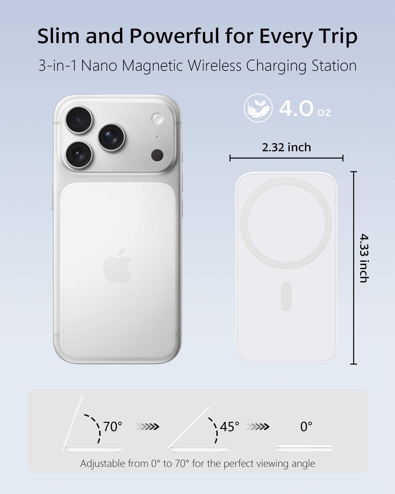XNYAND Compatible MagSafe 3 in 1 Wireless Charging Station for Apple, Magnetic Foldable Charger Stand for iPhone 17/16/15/14/13/12 Pro Max, Apple Watch Ultra/Series & AirPods Pro Fast Charging Dock — view 6