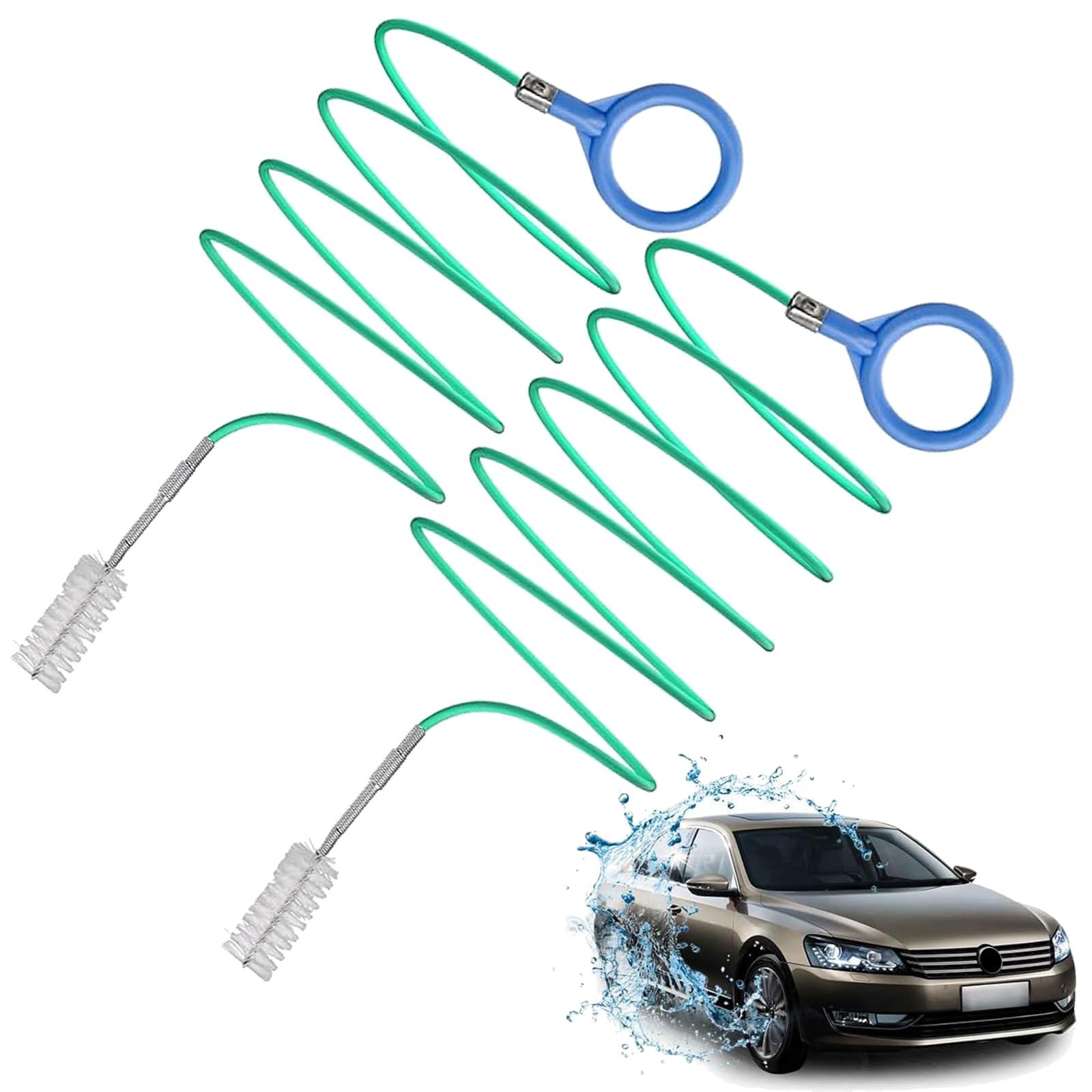 2Pzs Cepillo de Tubo de Alimentación Flexible en Espiral, 3+5m Desatascador de Drenaje de Techo Solar de Coche Extra Largo, Herramientas de Limpieza de Techo Corredizo de Automóvil para Desagües