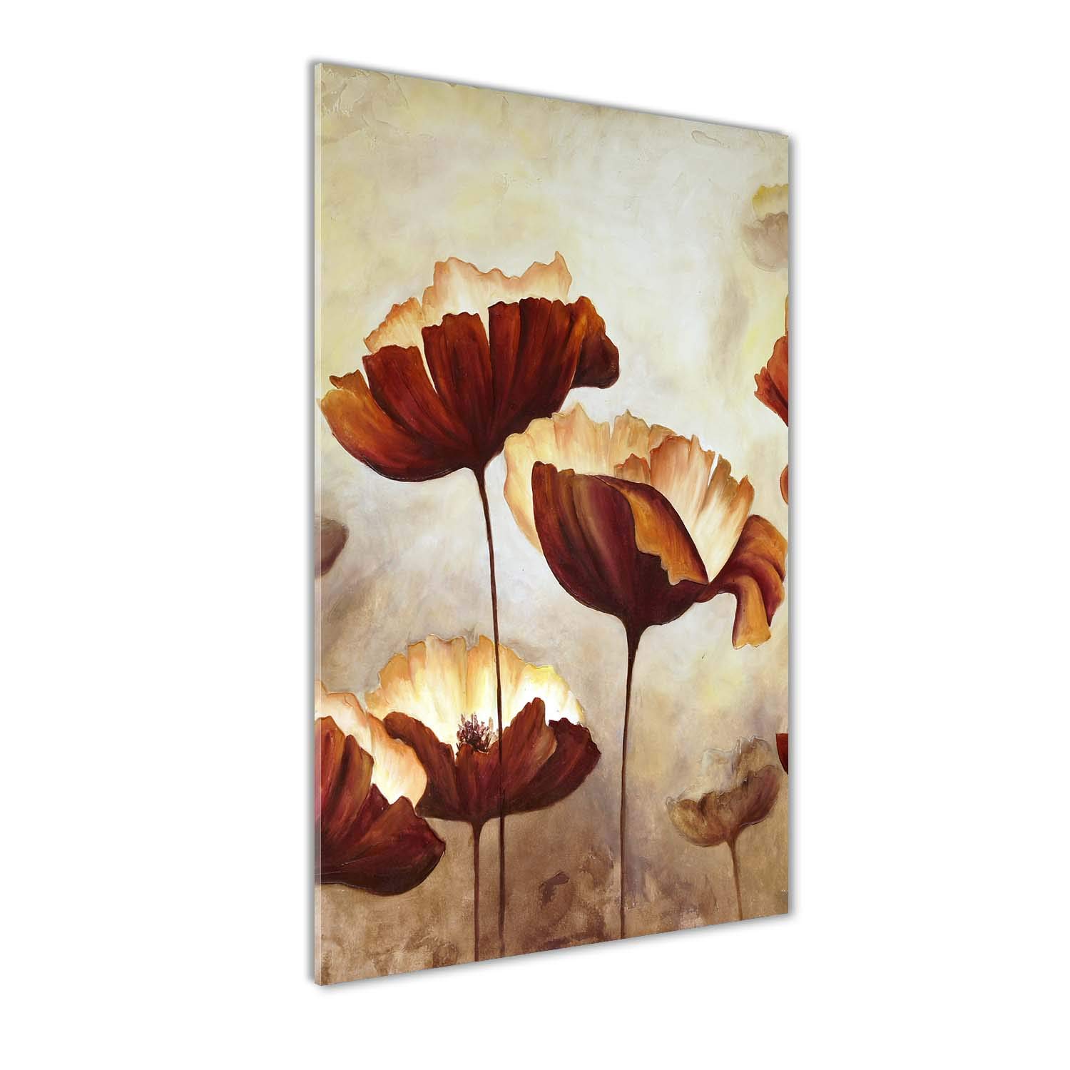Coquelicots brun tableau en verre acrylique Tulup effet brillant 50x100