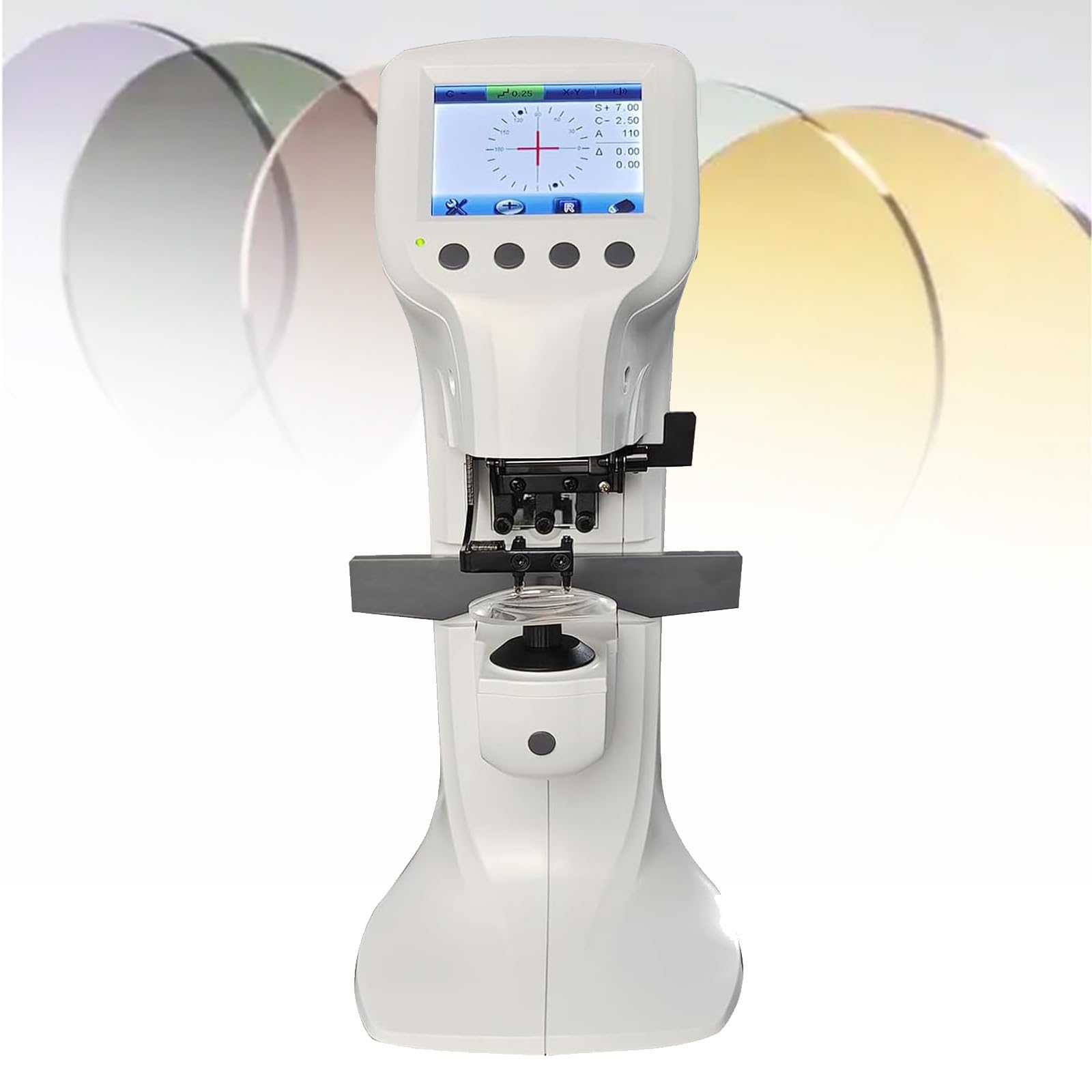 Optica - Misuratore per obiettivi, con display a colori da 3,5 pollici, misurabile da 12 mm a 104 mm, obiettivo digitale intelligente, macchina optometria per occhiali, senza stampante