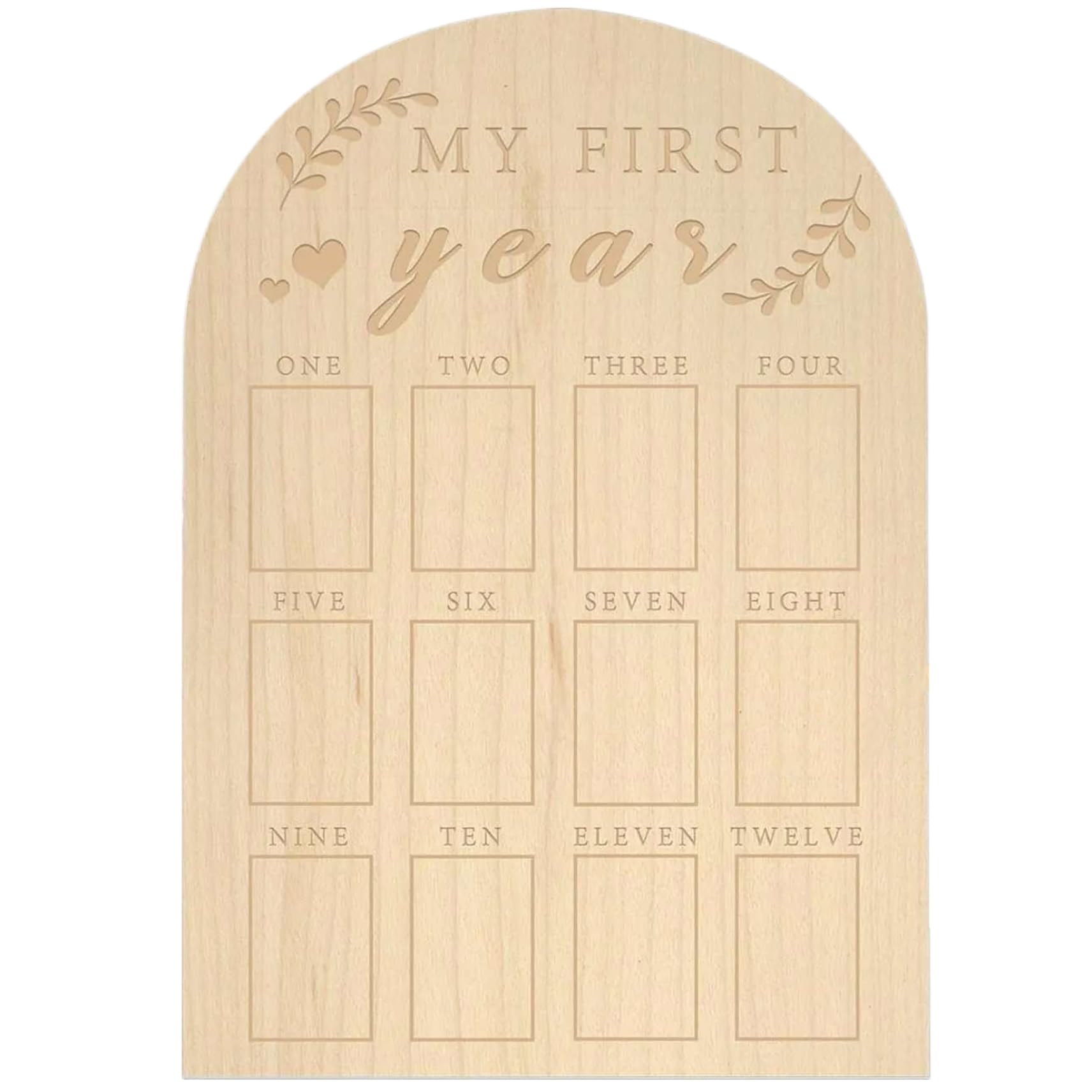 Cadre photo bois bébé 12 mois style arche déco My First Year