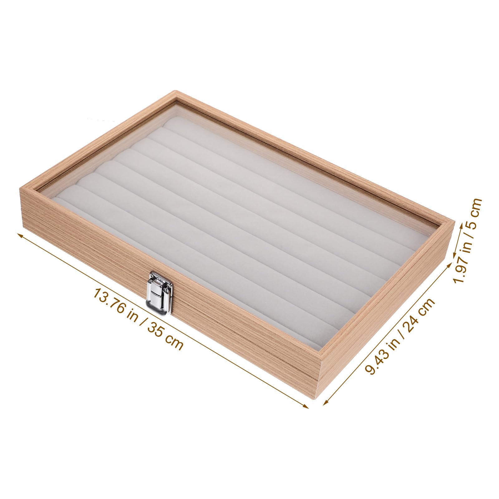 Alipis Holz Schmuckkästchen mit Transparentem Fenster, Großes Modell | Ohrstecker und Halsketten, Stapelbar und Platzsparend, Holz, Legierung, Flanell