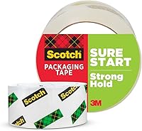 Scotch Sure Start Packing Tape 1.88" x 54.6 yd - Quiet Unwind, No Splitting, Strong Hold for Shipping, Moving Boxes, Clear 1 Roll