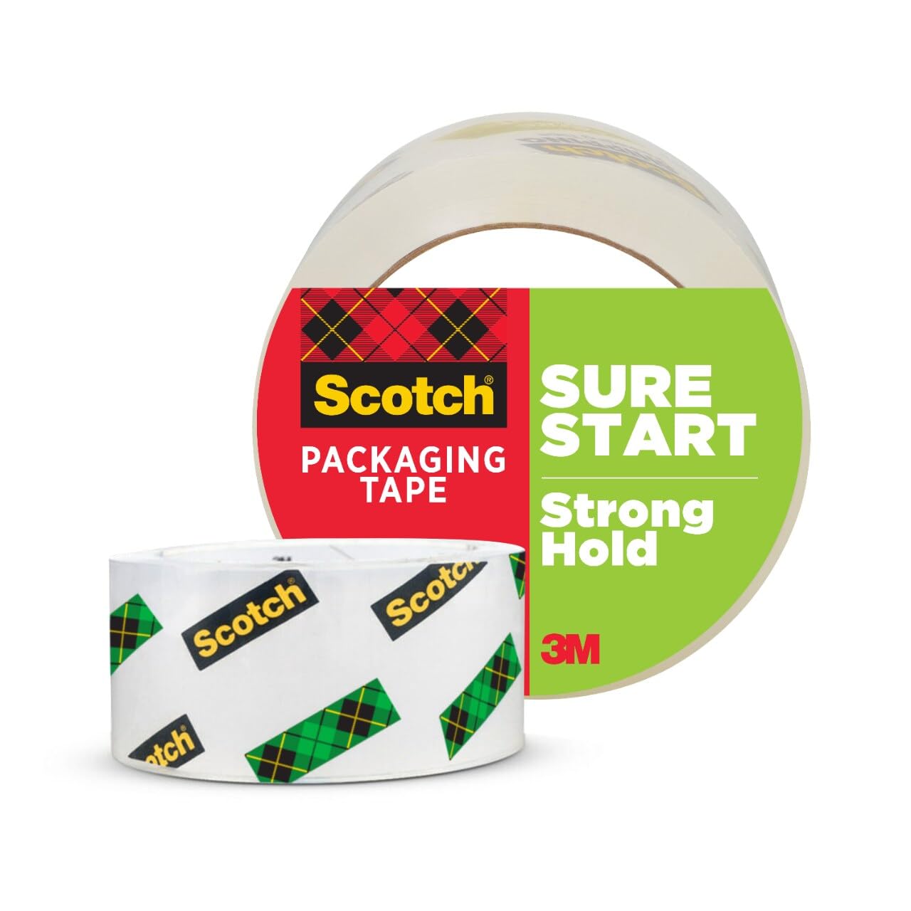 Scotch Sure Start Shipping Packaging Tape, 1.88" x 54.6 yd, Designed for Packing, Shipping and Mailing, Quiet Unwind, No Splitting or Tearing, 3" Core